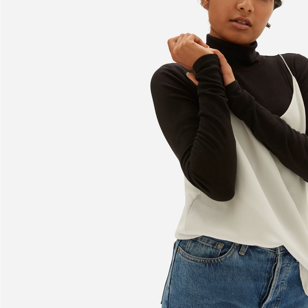 Everlane The Clean Silk Cami Grey White Size 4